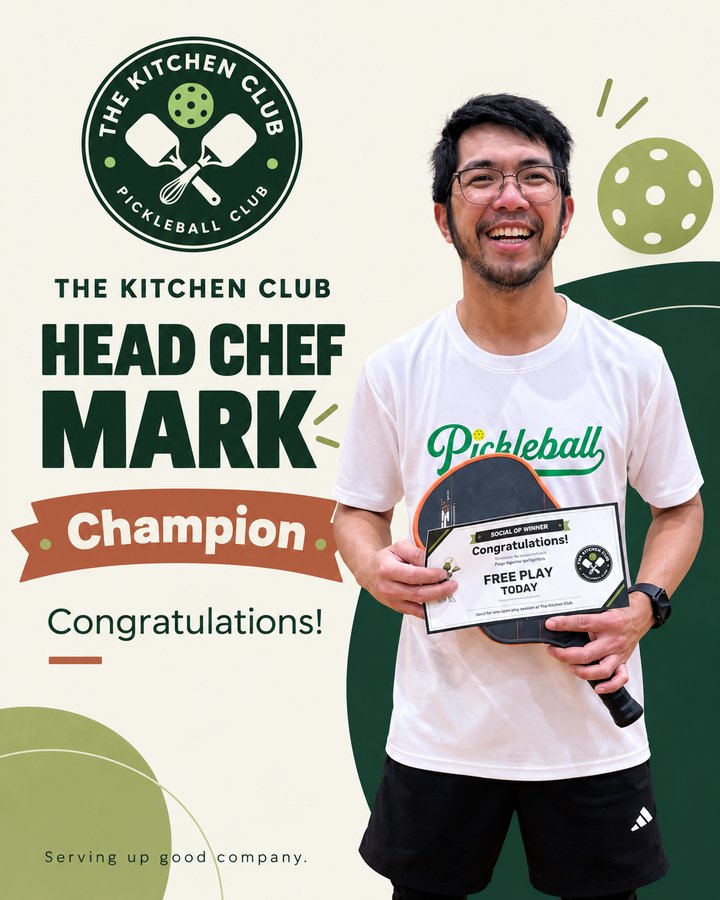 Head Chef Mark — Kitchen Club social winner, 8 wins 2 losses
