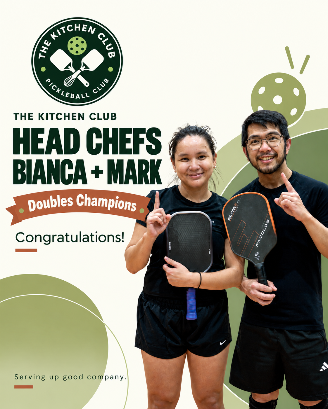 Head Chefs Mark & Bianca — Kitchen Club Course 2 Doubles Champions