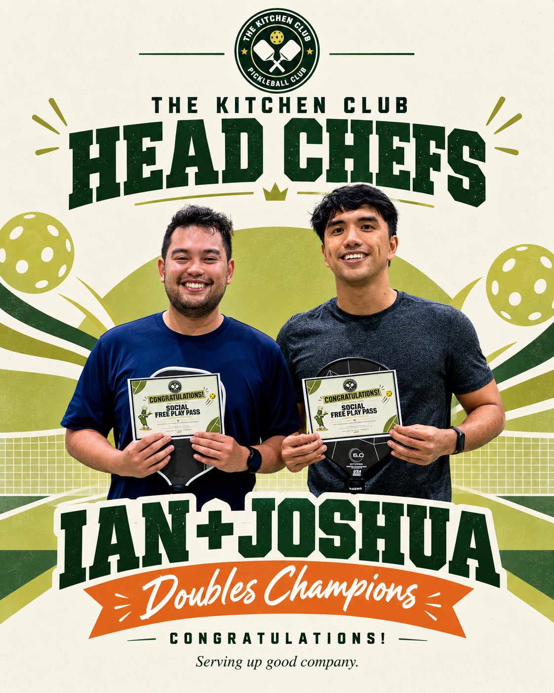Head Chefs Ian & Joshua — Kitchen Club Course 4 Doubles Champions